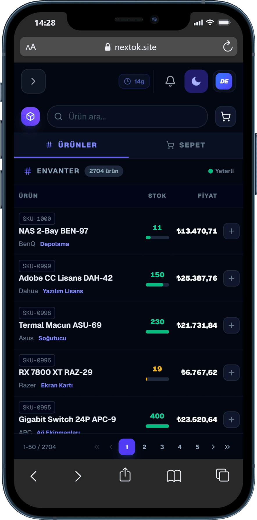 Nextok Ürün Listesi
